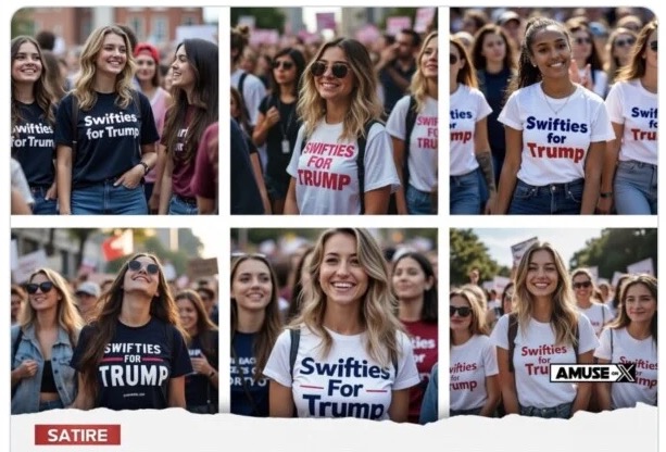 Trump Posts AI Photos of ‘Swifties for Trump’ — One Week After Falsely Blasting Kamala Harris for Faking Crowds